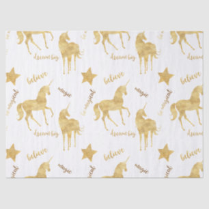 Inspirational Gold Unicorns Stars Tissue Paper