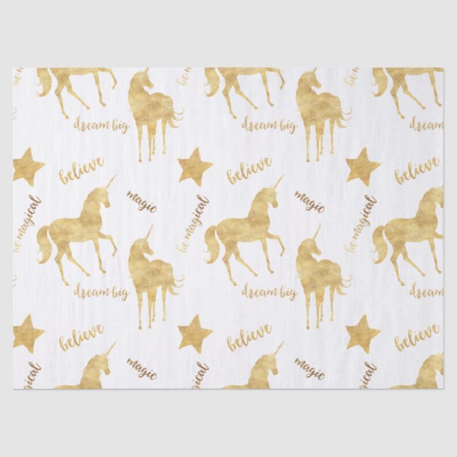 Inspirational Gold Unicorns Stars    Tissue Paper (Front)