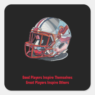 Inspirational Good Players Pop Art Football Helmet Square Sticker