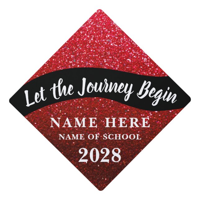 Inspirational Graduation Journey Glitter Sparkles  Cap Topper (Front)