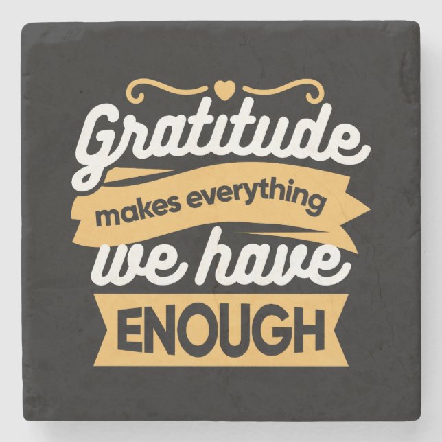 Inspirational Gratitude Typography Quotes Stone Coaster (Front)