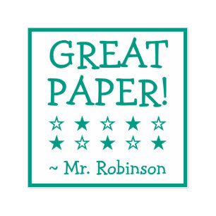 Inspirational "GREAT PAPER!" + Custom Tutor Name S Self-inking Stamp