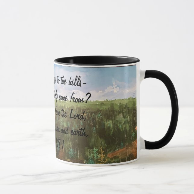 INSPIRATIONAL Greens/Browns Black Text DESIGN Mug (Right)