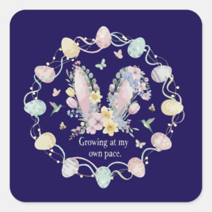 Inspirational "Growing at my own pace" Floral Square Sticker