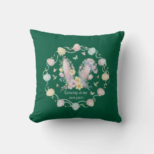  Inspirational "Growing at my own pace" Floral   Throw Pillow