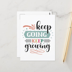 Inspirational growing going word art postcard