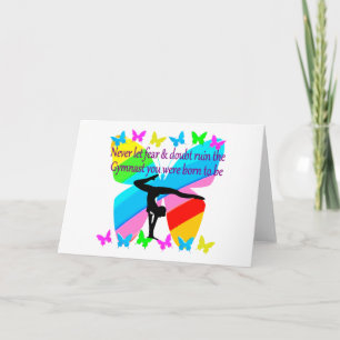 INSPIRATIONAL GYMNASTICS GIRL BUTTERFLY DESIGN CARD