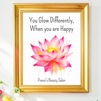 Inspirational Happiness Quote Pink Self Care Poster