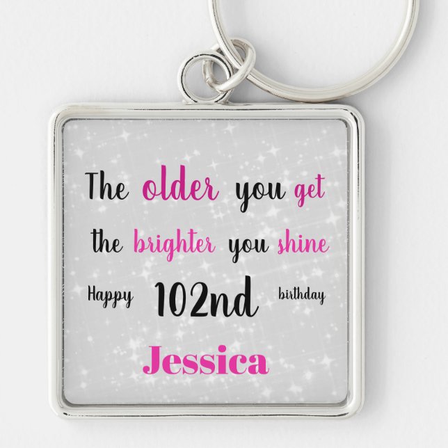 Inspirational Happy 102nd  Birthday Keychain (Front)