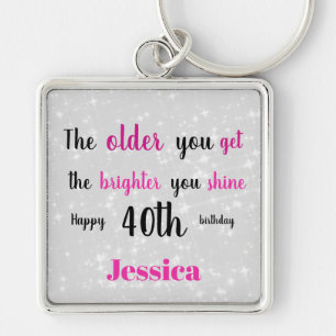 Inspirational Happy 40th Birthday Keychain