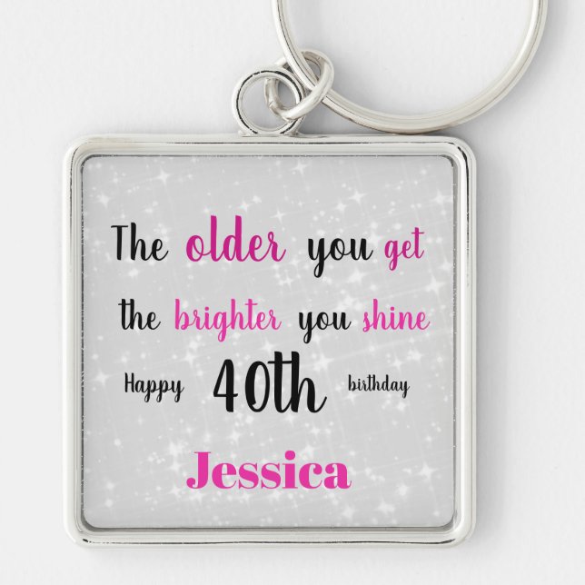 Inspirational Happy 40th Birthday Keychain (Front)