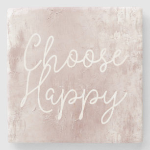 Inspirational Happy Chic Dusty Rose Blush Pink Stone Coaster