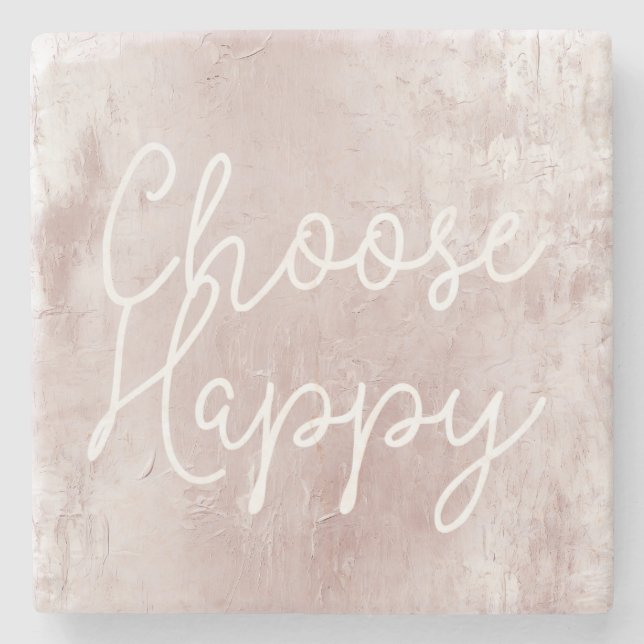 Inspirational Happy Chic Dusty Rose Blush Pink  Stone Coaster (Front)