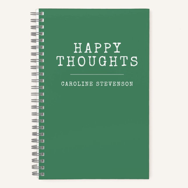 Inspirational Happy Quote in Green Personalized  Notebook (Front)