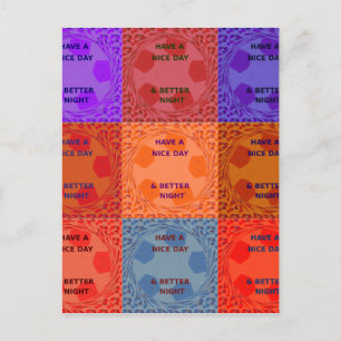 Inspirational Have a Nice Day Chequered Pop Text  Postcard