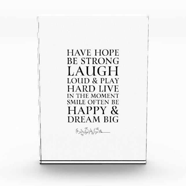 Inspirational Have Hope Black & White Quote Photo Block (Front)