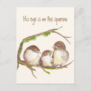 Inspirational His Eye is on the Sparrow, Postcard