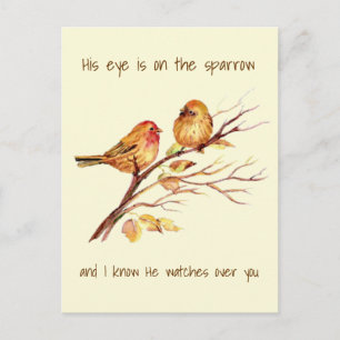 Inspirational His Eye is on the Sparrow, Postcard