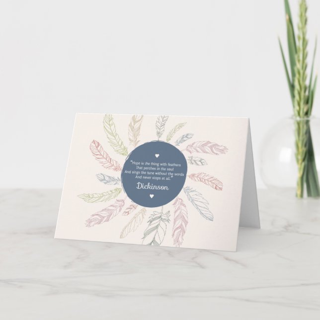 Inspirational "Hope is the thing with Feathers" Card (Front)