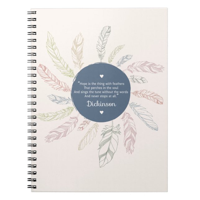 Inspirational "Hope is the thing with Feathers" Notebook (Front)