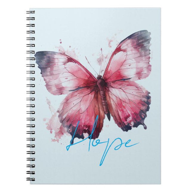 Inspirational Hope Pink Butterfly Notebook (Front)