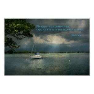 Inspirational - Hope - Sailor - Psalm 107-29 Poster