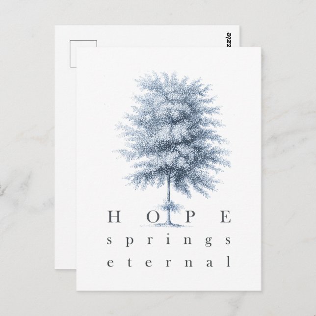 Inspirational Hope Springs Eternal Vintage Tree Postcard (Front/Back)