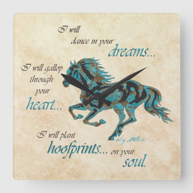 Inspirational Horse Square Wall Clock (Front)