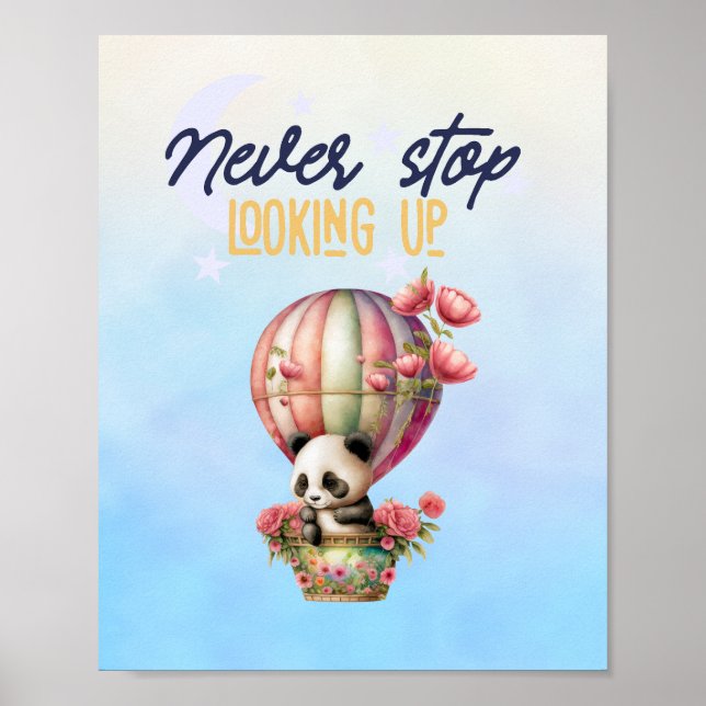 inspirational hot air balloon panda poster print (Front)