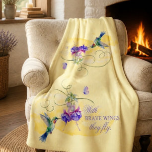 Inspirational Hummingbird and Butterfly Fleece Blanket
