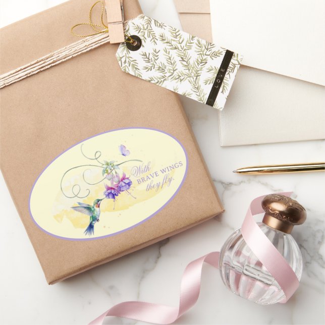 Inspirational Hummingbird and Butterfly Oval Sticker (Gifting)