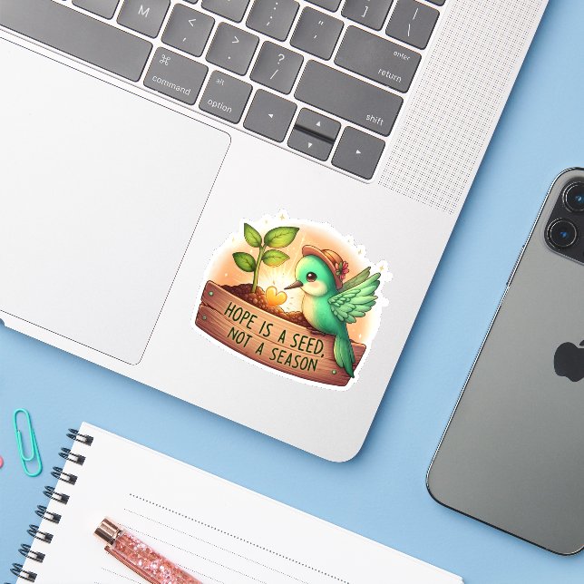Inspirational Hummingbird Quote Sticker (Laptop w/ iPhone)
