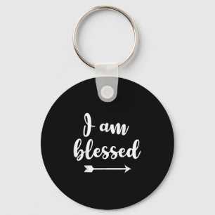 Inspirational, I Am Blessed . Faith Sayings Tee Keychain