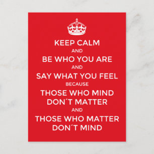 Inspirational idea: Keep calm and be who you are, Postcard
