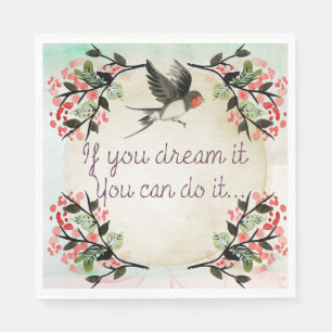 Inspirational If You Dream It Watercolor Napkin