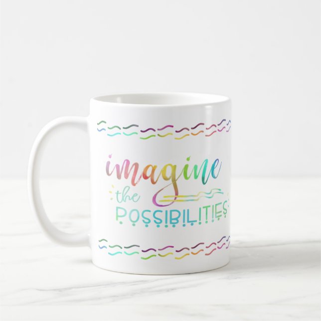 Inspirational IMAGINE THE POSSIBILITIES Colourful Coffee Mug (Left)