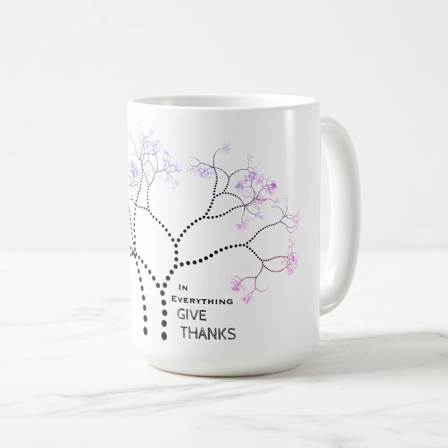 Inspirational "In Everything Give Thanks" Tree Coffee Mug (Front Right)