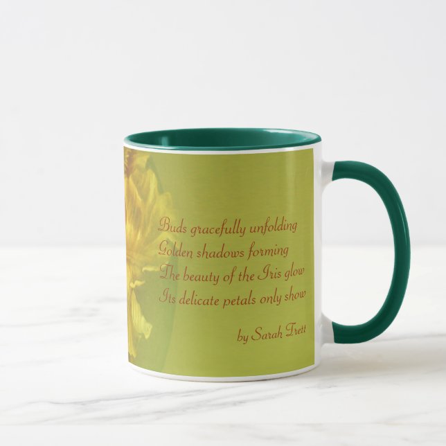 Inspirational iris inner beauty warm yellow mug (Right)