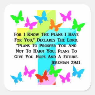 INSPIRATIONAL JEREMIAH 29:11 CHRISTIAN SQUARE STICKER
