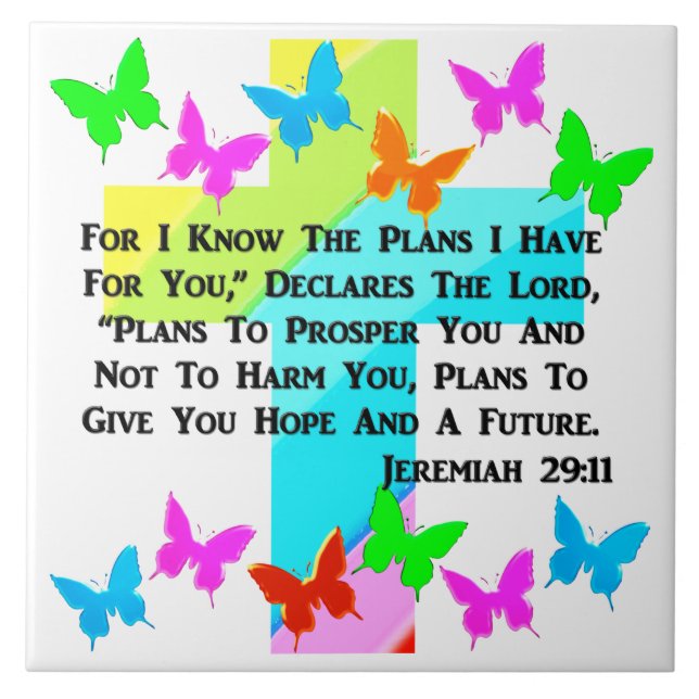 INSPIRATIONAL JEREMIAH 29:11 CHRISTIAN TILE (Front)