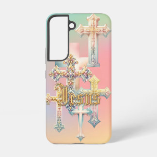 Inspirational Jesus Pastel Ornate Crosses Gold Samsung Galaxy Case