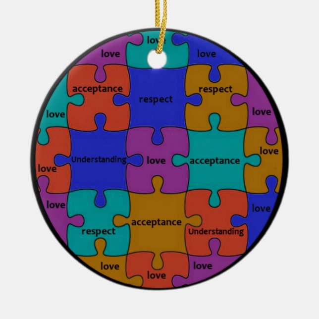 INSPIRATIONAL JIGSAW PUZZLE QUOTE CERAMIC ORNAMENT (Front)