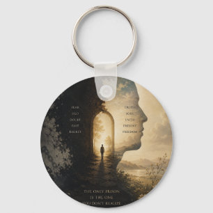 Inspirational Journey Hip Flask Faith Over Fear Keychain