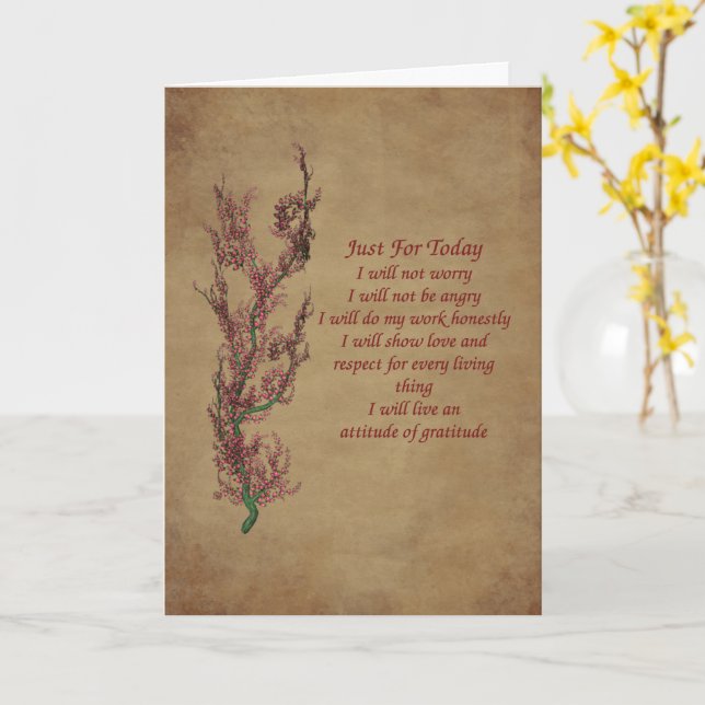 Inspirational Just For Today Quote Card (Yellow Flower)