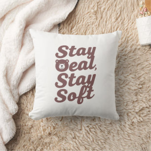 Inspirational Kindness Quote with Cozy Bear Throw Pillow