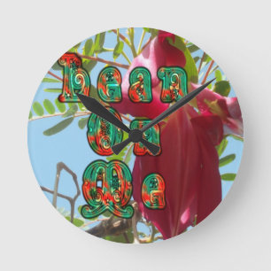 Inspirational Lean On Me Floral Skyward Art Print  Round Clock