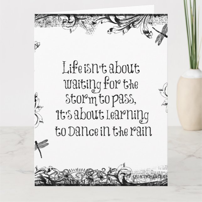 Inspirational Learning to dance in the Rain Quote Card (Front)