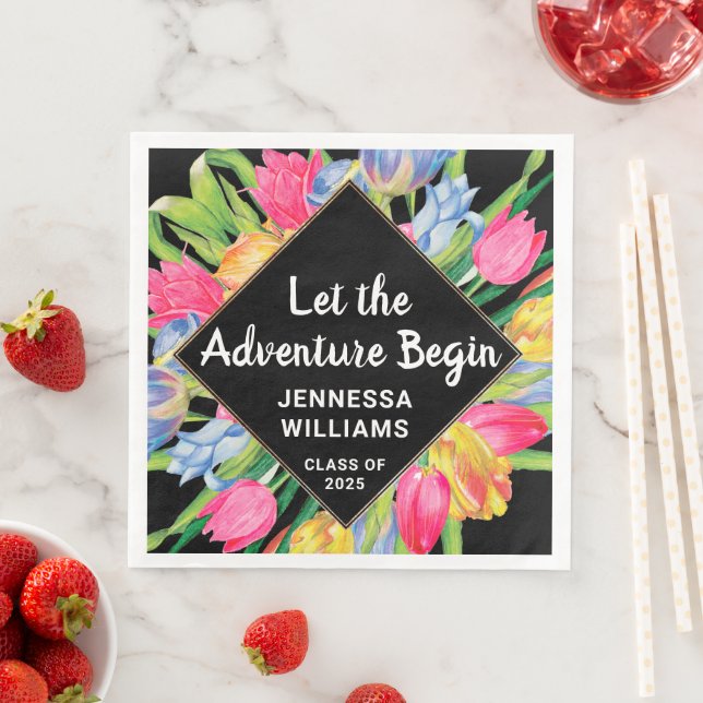 Inspirational "Let the Adventure Begin" Graduation Napkin (Insitu)