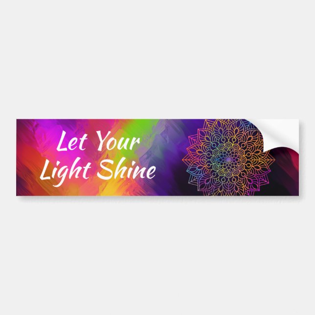 Inspirational Let Your Light Shine Mandala Bumper Sticker (Front)