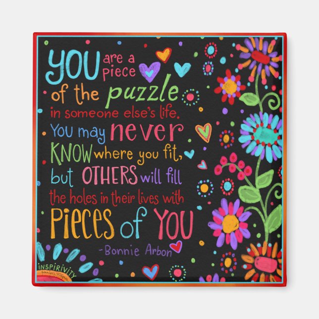 Inspirational Life Quote Colourful Pretty Magnet (Front)